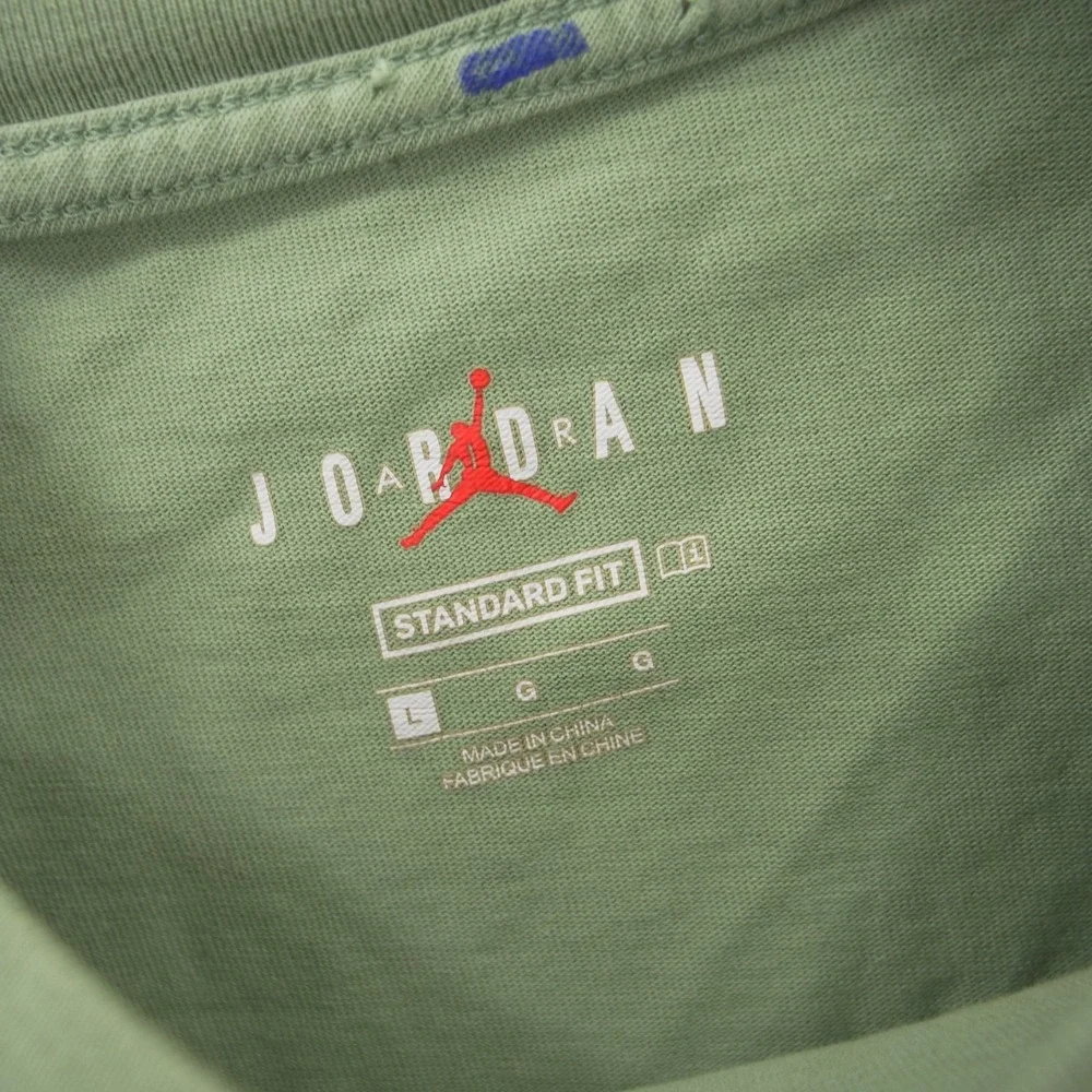 Nike Jordan Engineered Shirt Mens Large Green Long Sleeve Crew Graphic Print Log